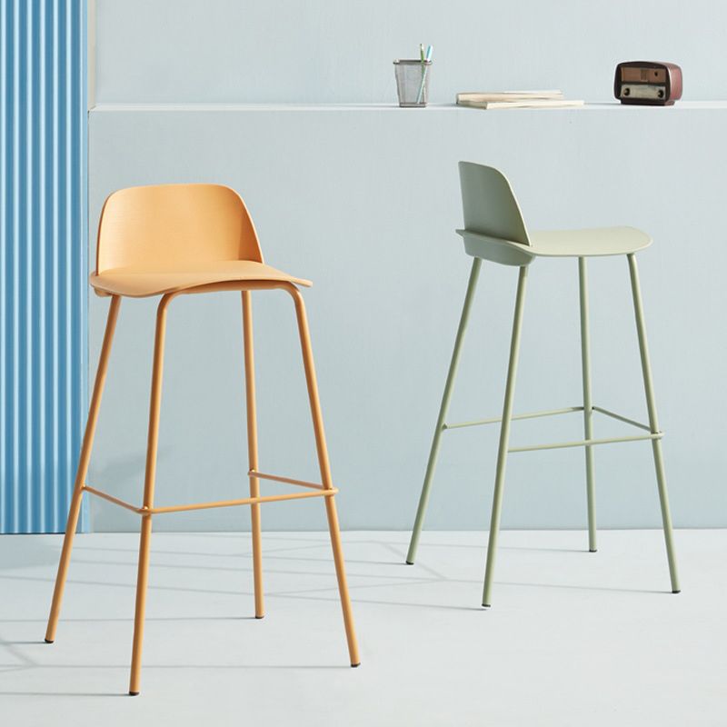 Scandinavian Living Room Low Back Stool Matte Finish Plastic Barstool