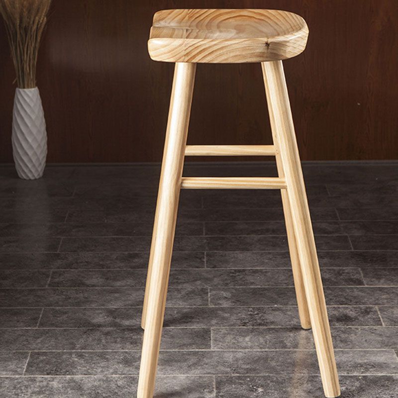 Modern Armless Backless Counter Stool Wood Milk Tea Shop Bar Stool with Seat