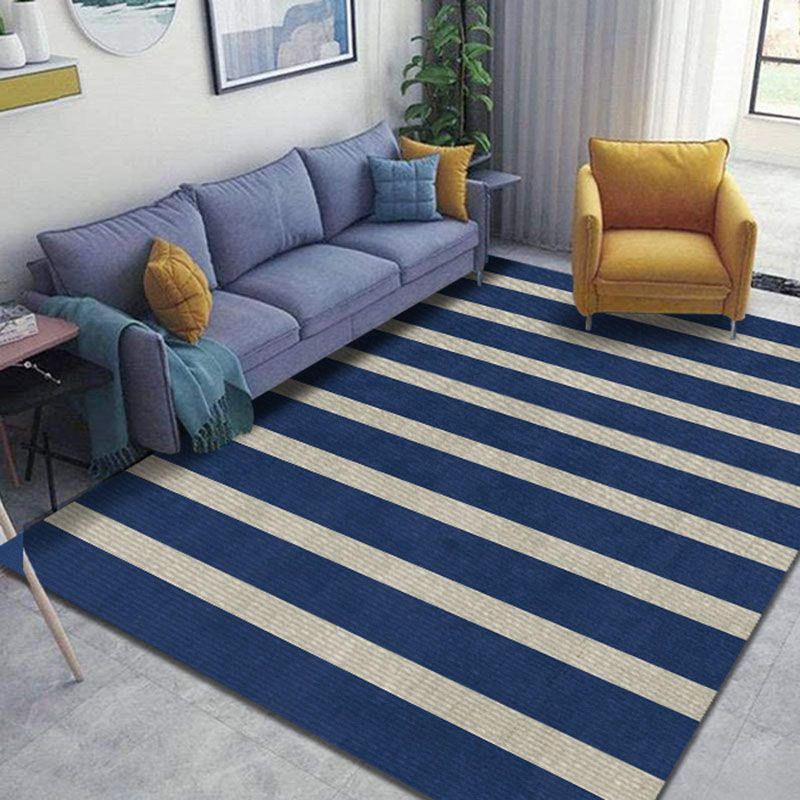 Blue Living Room Area Carpet Modern Geometric Pattern Area Rug Stain Resistant Easy Care Rug