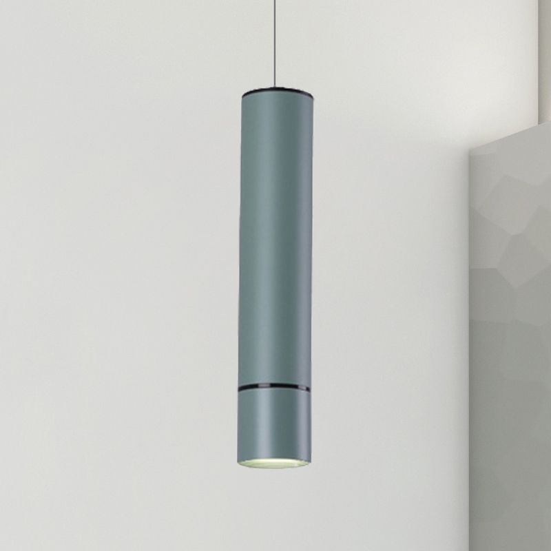 Nordic 1 Light Suspension Light with Metal Shade Pink/Blue/Green Pipe Ceiling Pendant Light in White/Warm/Natural Light