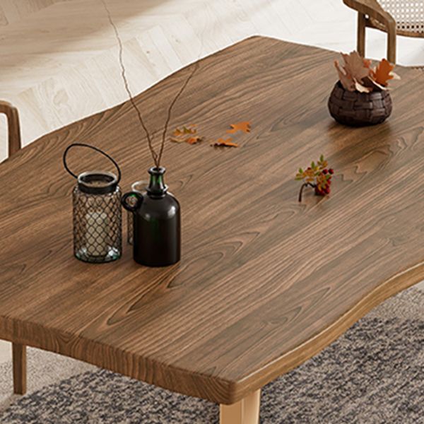 Gold Metal Base Dining Table Solid Wood Rectangle Dinner Room Kitchen Table