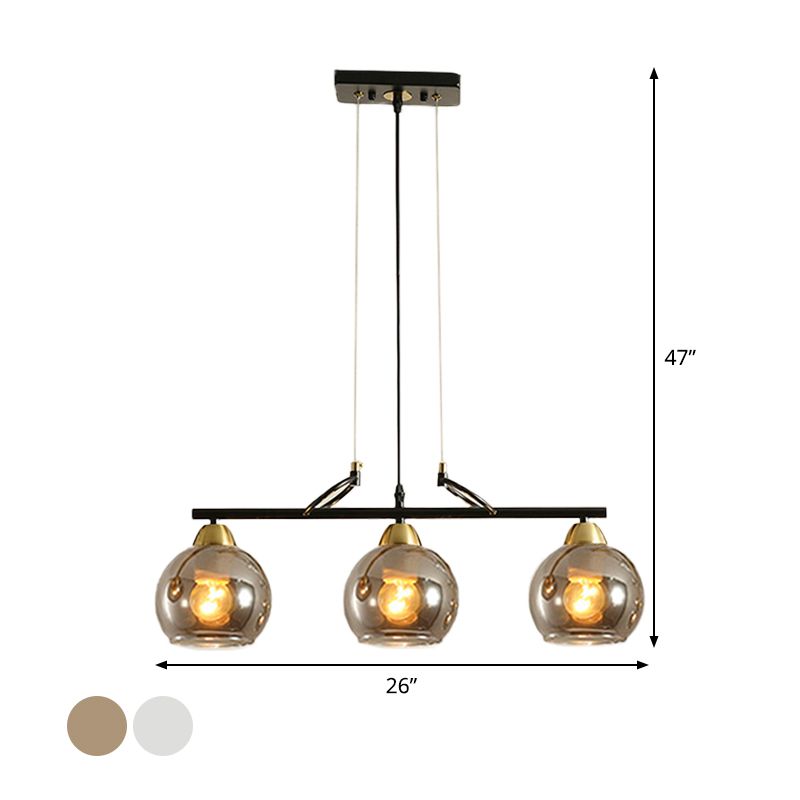 Sfera Idea di illuminazione dell'isola della sala da pranzo Idea trasparente/fumi vetro grigio 3 lampadine contemporanea lampada a sospensione contemporanea