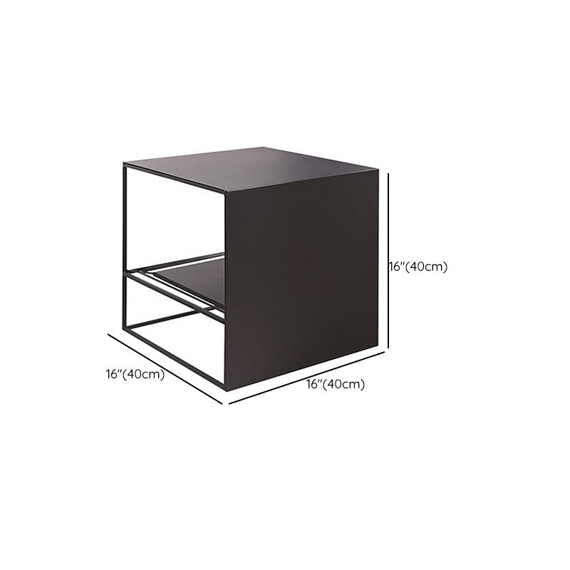 Square Nesting Coffee Table Set Metal Frame Coffee Cocktail Table with Shelf