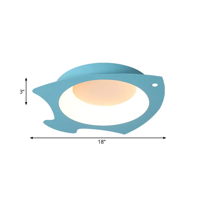 Blue Fish Flush Mount Lamp Cartoon LED Acrylic Ceiling Light Fixture in Warm/White Light for Kids Bedroom