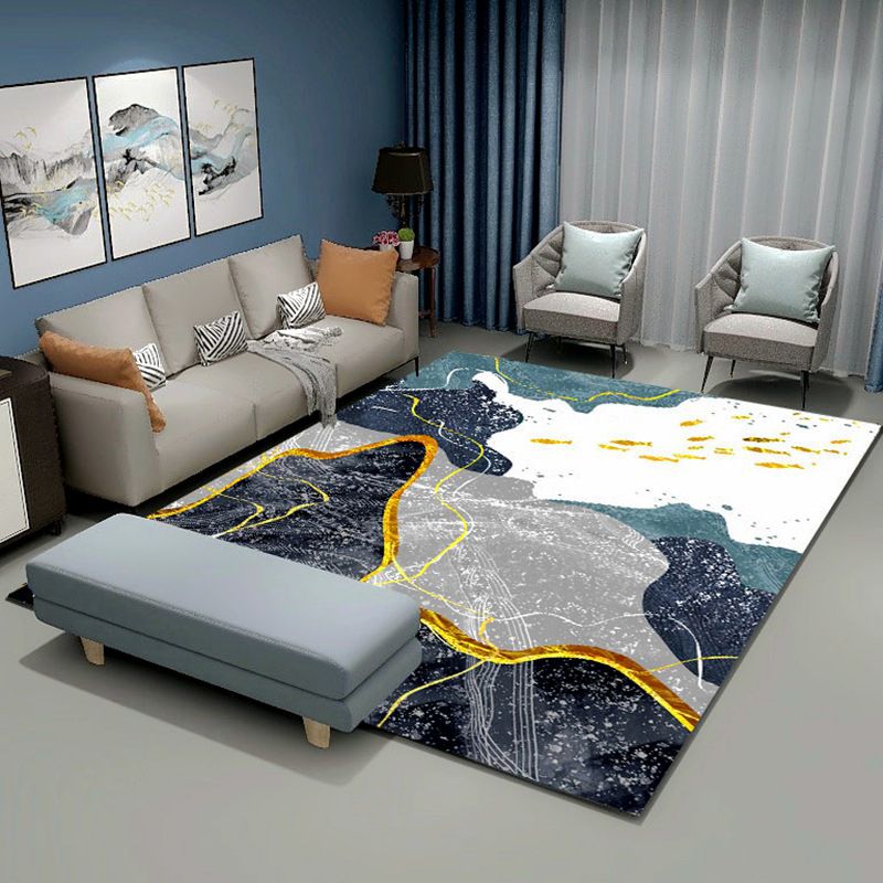 Minimalist Washable Rug Abstract Printed Carpet Polyster Area Rug for Living Room