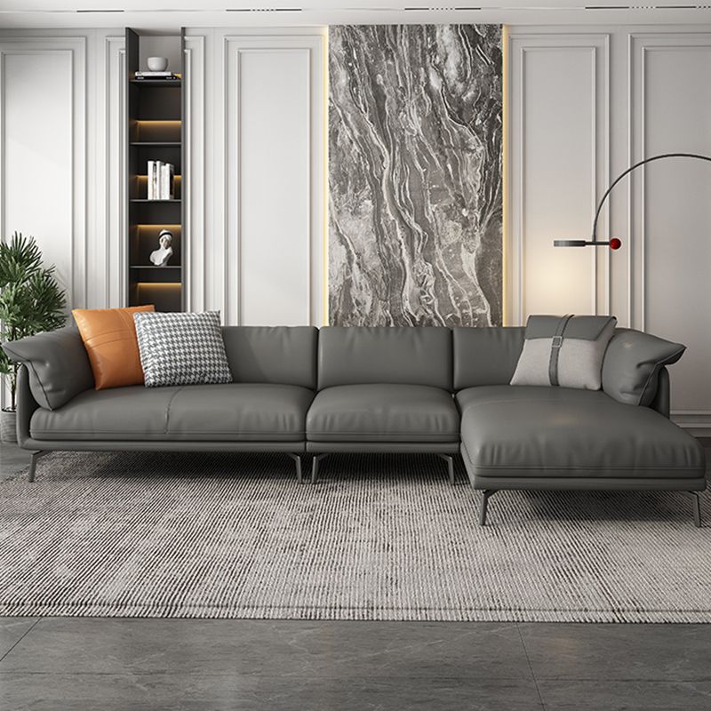 Pillow Top Arm Sofa & Chaise 32.68" H Genuine Leather Cushions Sofa