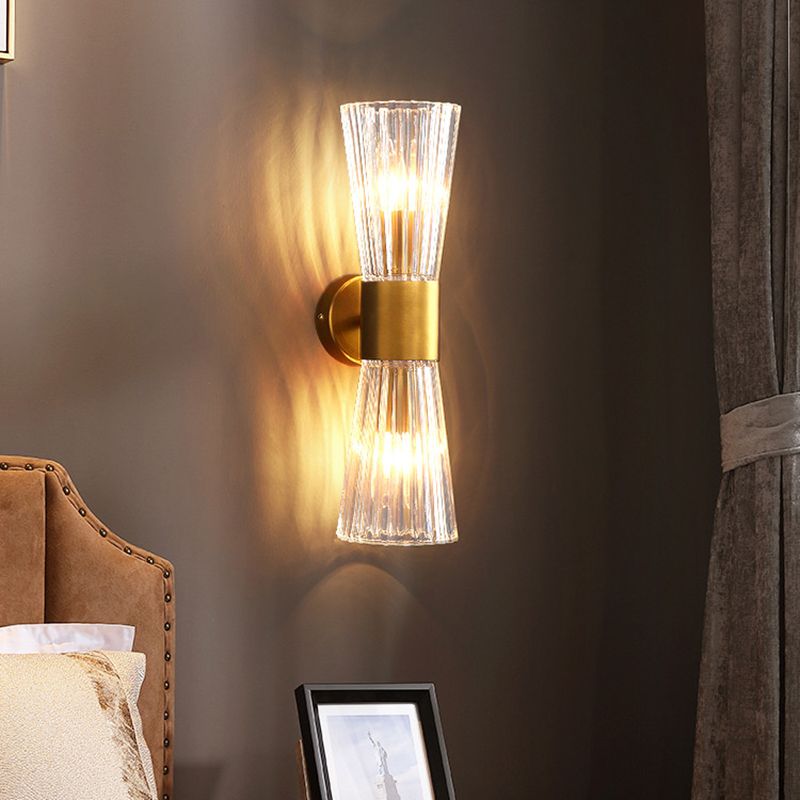 Stile moderno Style geometrico Sconcetto lampada con foglie di cristallo per la parete della camera da letto in oro