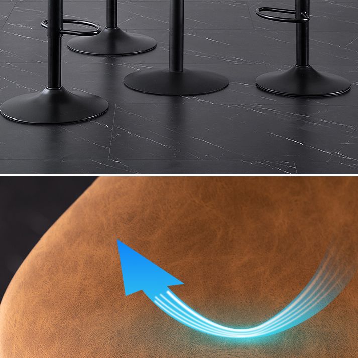 Home Modern Adjustable Height Stool Matte Finish Leather Barstool