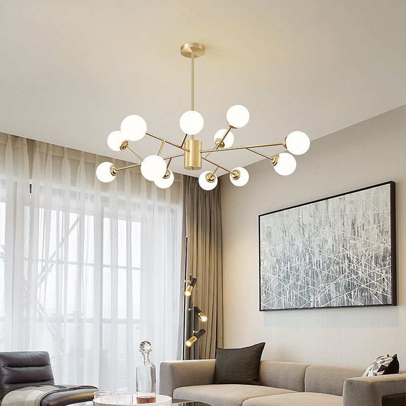 Gouden eenvoud Suspensie hanglamp metalen kroonluchter lamp voor woonkamer