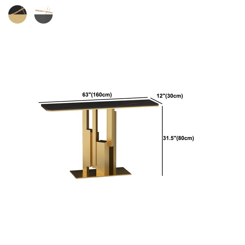 Glam Rectangular Stone Console Table -  11.81" W x  31.50" H Console Table