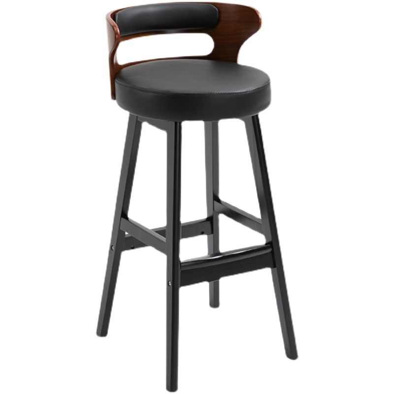 Taburete moderno de respaldo de respaldo sin brazo Taburete de bar de madera con cojín