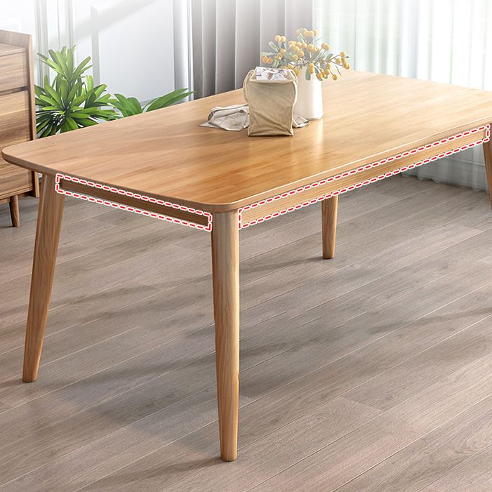 Modern Solid Wood Brown Dining Table Rectangle Shape Standard Dining Table for Kitchen