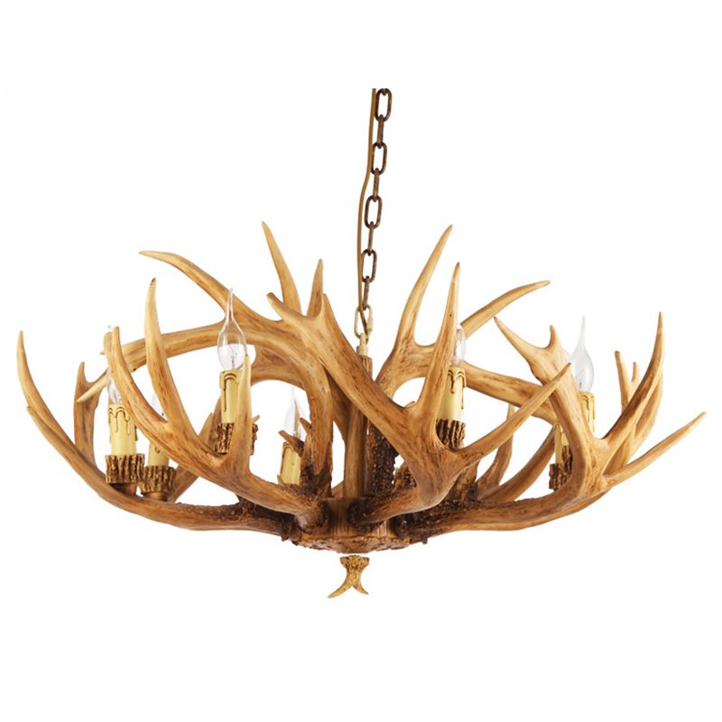 Wooden Chandelier Light Fixtures Faux Antler Farmhouse Chandelier Lighting for Bedroom