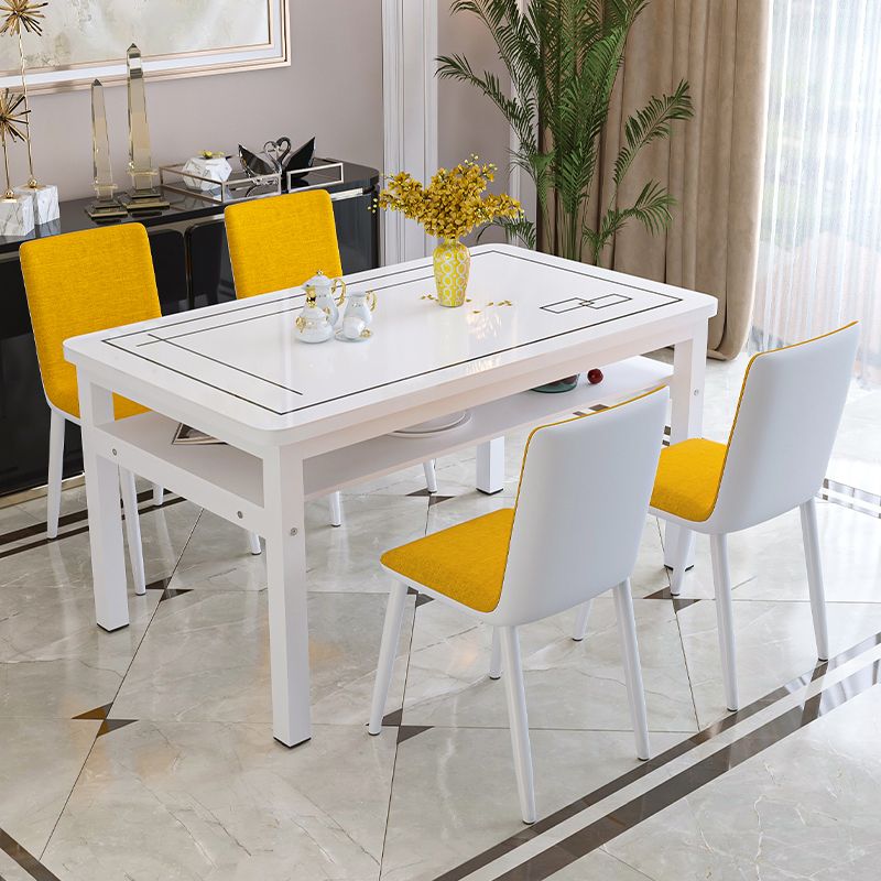 Modern Tempered Glass Desktop Rectangle Dining Table for Dining Room