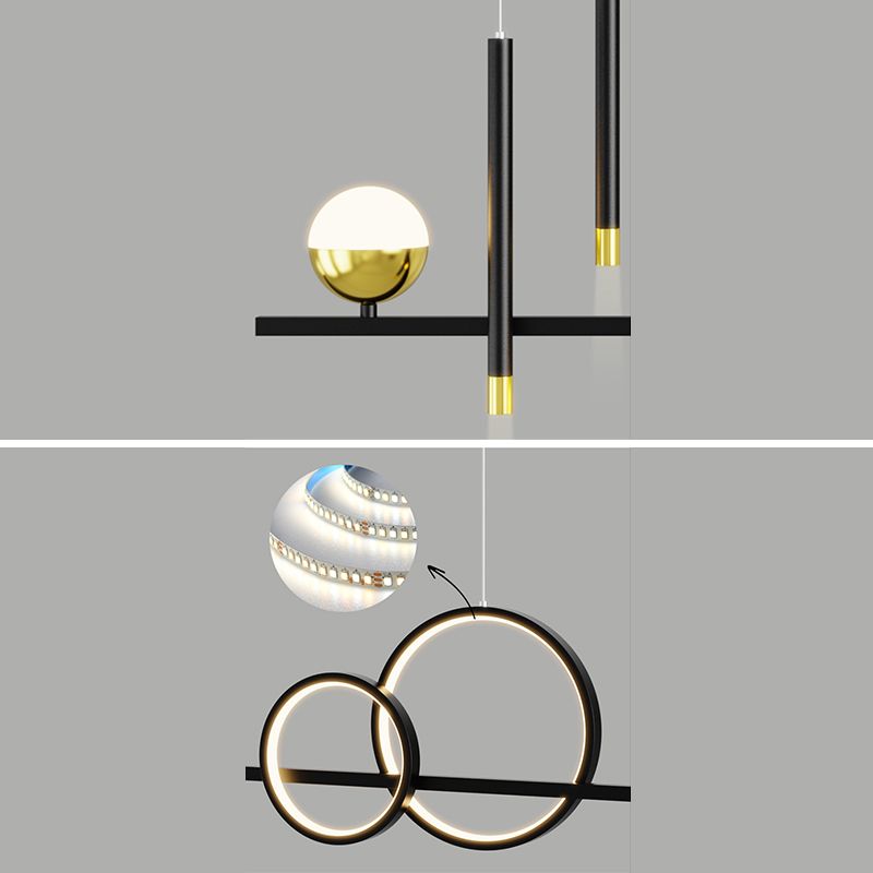 Lineair eilandhanger met 2-plekken LED Nieuw modern plafond hanglampje voor eetkamer