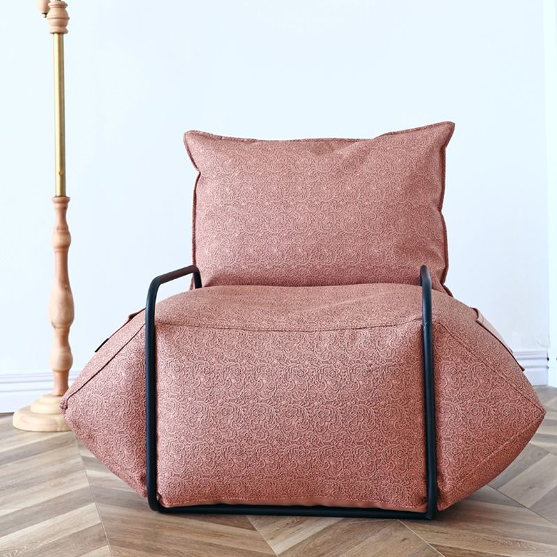 Contemporary Armchair Pillow Back Round Arms with Black Legs Leather Arm Chair