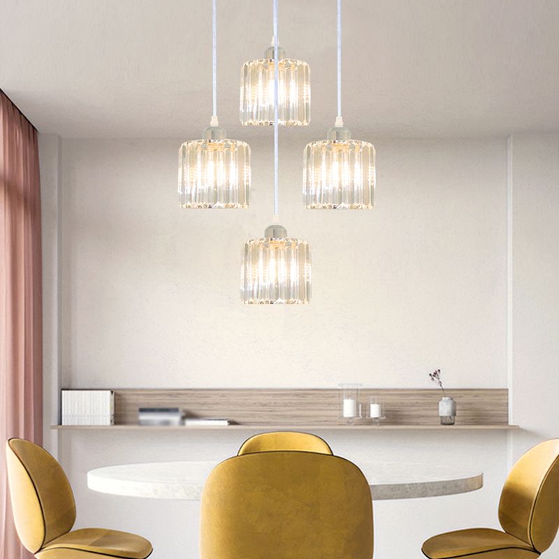 Modern Style Cylindrical Shape Hanging Light Crystal Multi Light Hanging Lamp for Bedroom