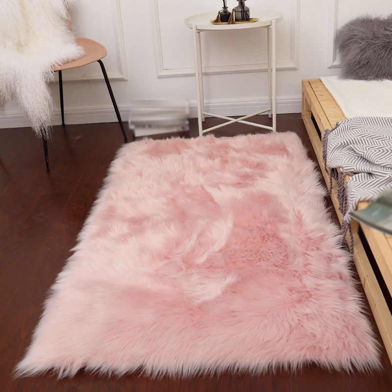 Calming Solid Shag Carpet Polyester Rug Stain Resistant Indoor Rug for Adult's Bedroom