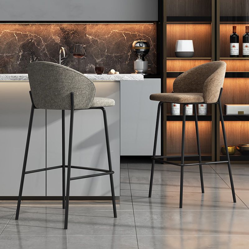 Contemporary Style Metal Armless Bar-stool Linen Counter Bar Stool for Kitchen