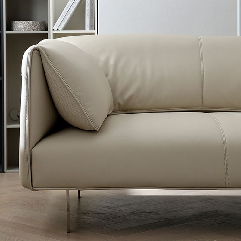 Sewn Pillow Back Sofa Modern Faux Leather Pillow Top Arm Seating - 26.77" H