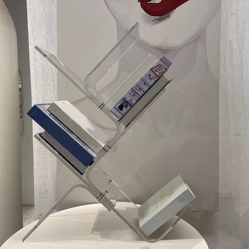 Contemporary Acrylic Bookshelf Standard Clear Open Back Bookcase