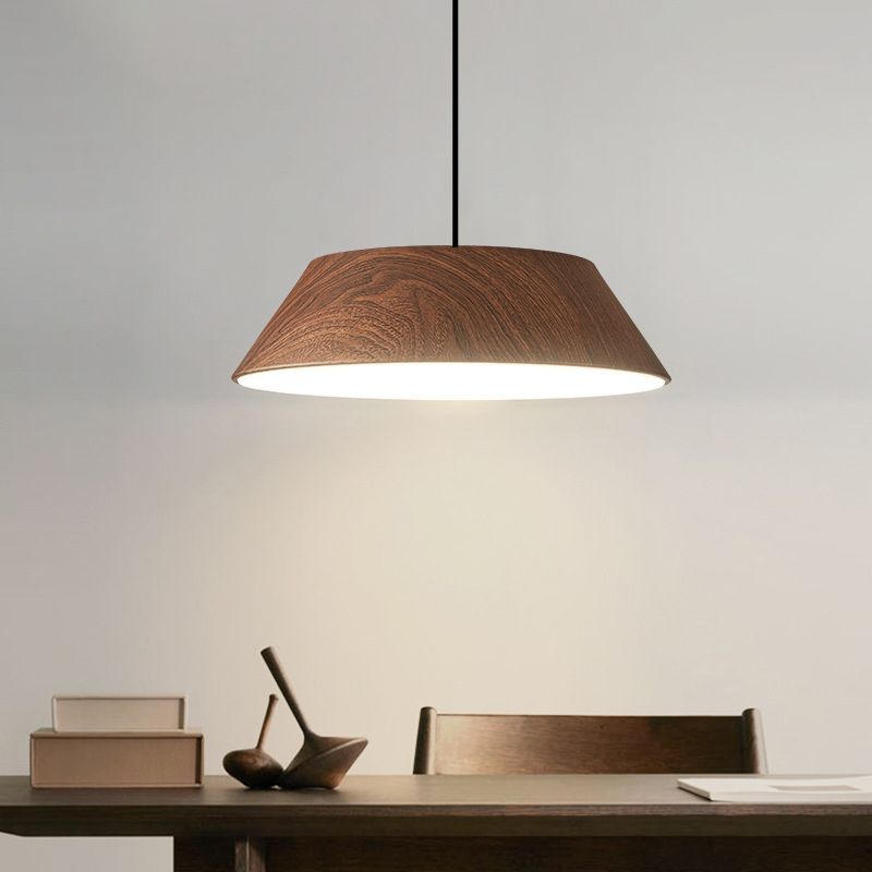 Wood Grain Tapered Hanging Lamp Nordic Metal LED Pendant Light with Acrylic Diffuser