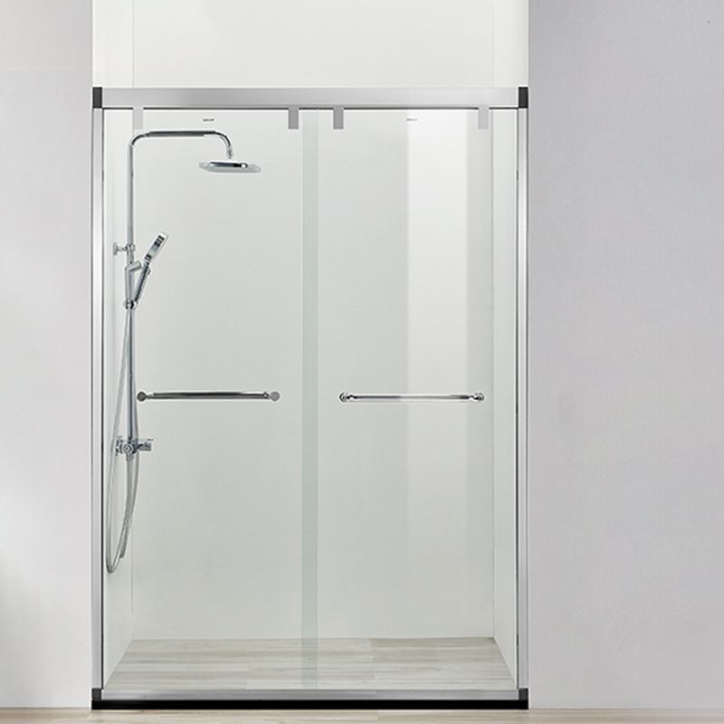 Black Double Sliding Shower Bath Door Semi-Frameless Tempered Shower Doors