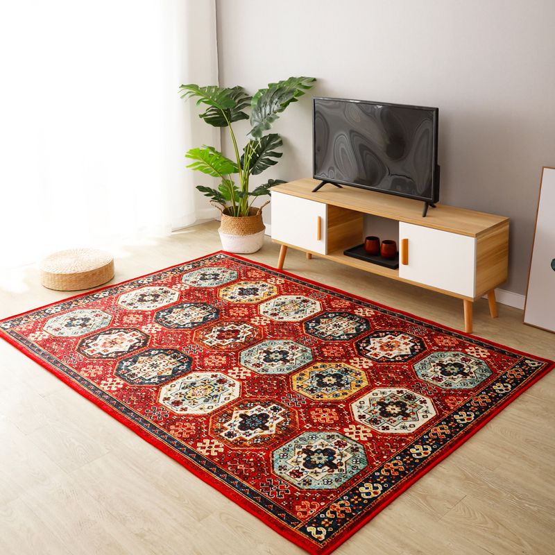 Boho-Chic Stripe Printed Rug Multi-Colored Polyster Area Rug Anti-Slip Backing Pet Friendly Area Carpet for Living Room