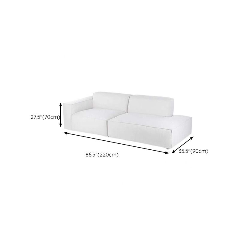 Scandinavian Style Upholstered Velvet Square Arm Chaise in White