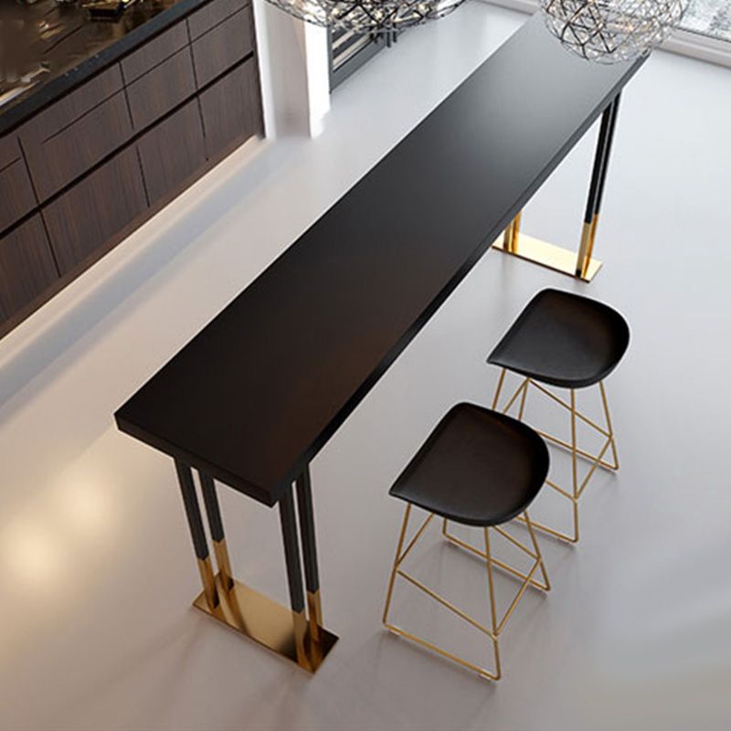 Glam Bar Height Table Solid Wood Top Bistro Bar Table for Patio Use