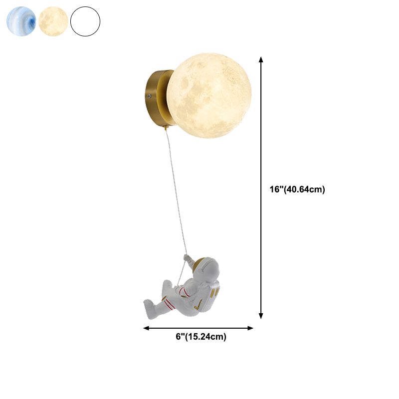 Children Metal Wall Light Flush Mount Globe Shaded Lighting for Dining Room