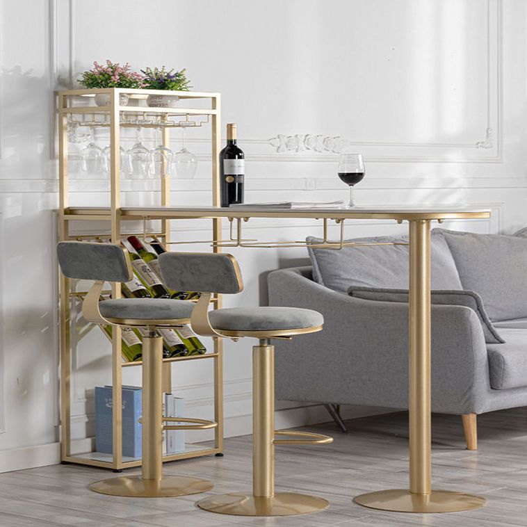 Stone White Bar Dining Table Traditional Luxury Bar Table with Sled Base