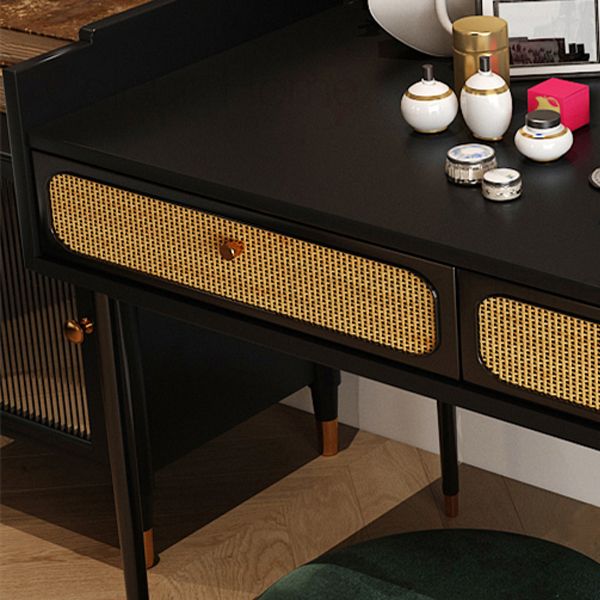 Mid-Century Modern Make-up Vanity with Drawers in Brown Solid Wood