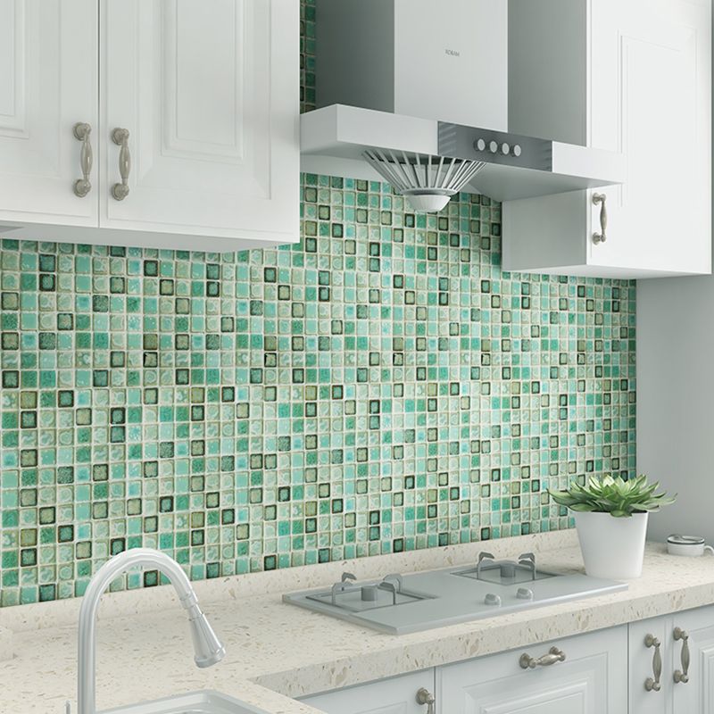 Green Mosaic Tile Wallpaper Panels Stick On Bohemian Kitchen Backsplash Wall Art