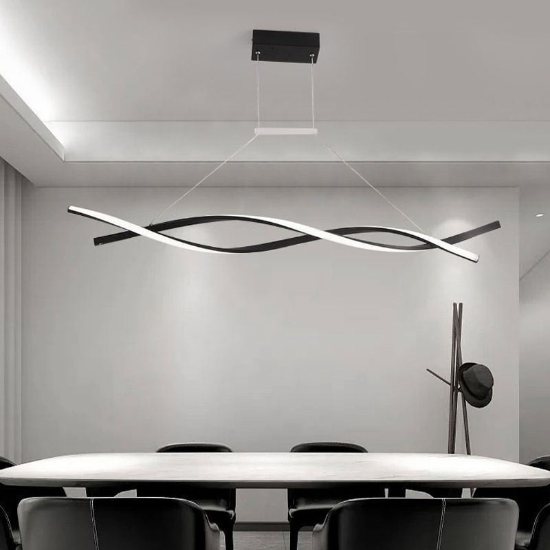 Lampada del lampadario ad onde acriliche LED LED LED Black/Grey Impiccing Lampada in luce bianca/calda/naturale, larghezza 31,5 "/39"/47 "