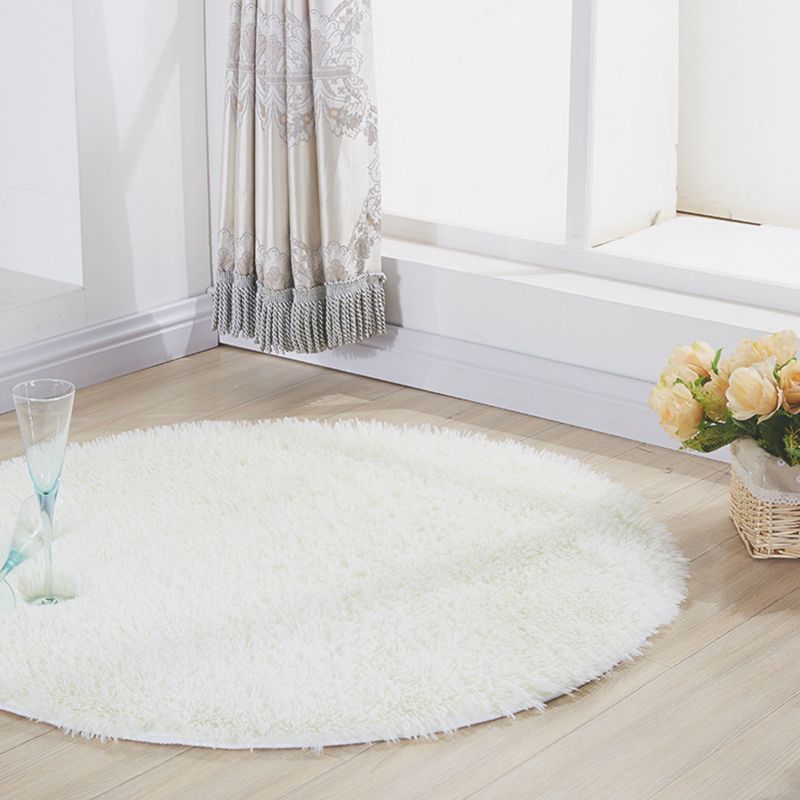 Simplicity Plain Shag Rug Contemporary Round Carpet Nylon Anti-Slip Backing Carpet for Living Room