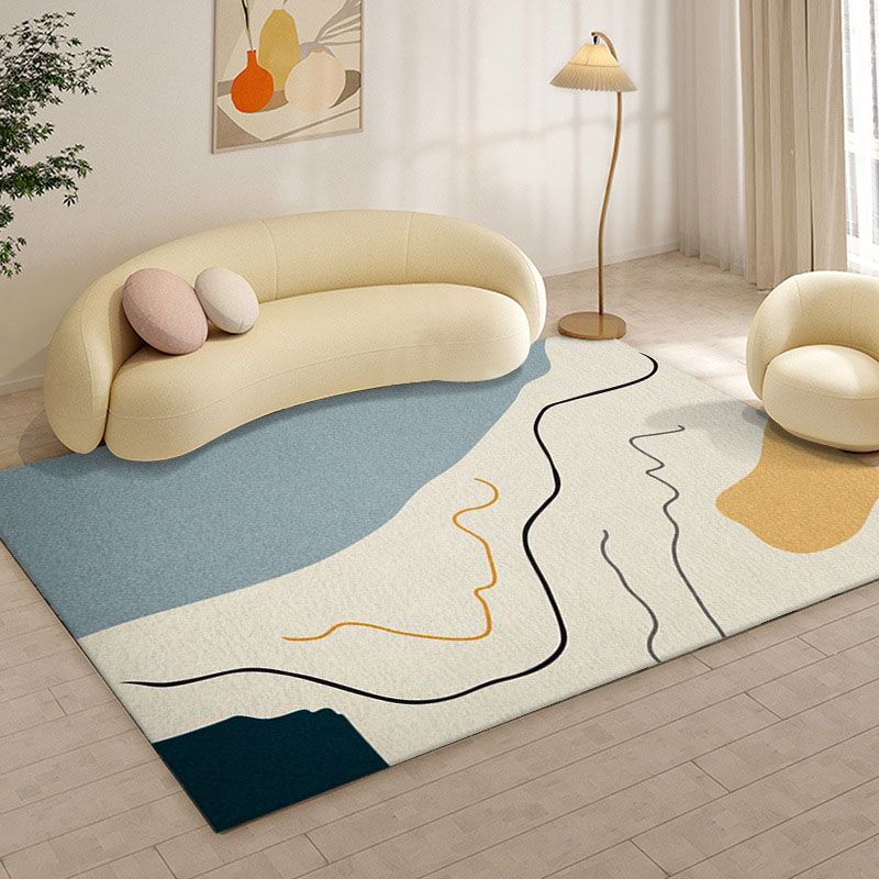 Tapis nordique noir en Polyester, bloc de couleur, lavable, pour la décoration de la maison