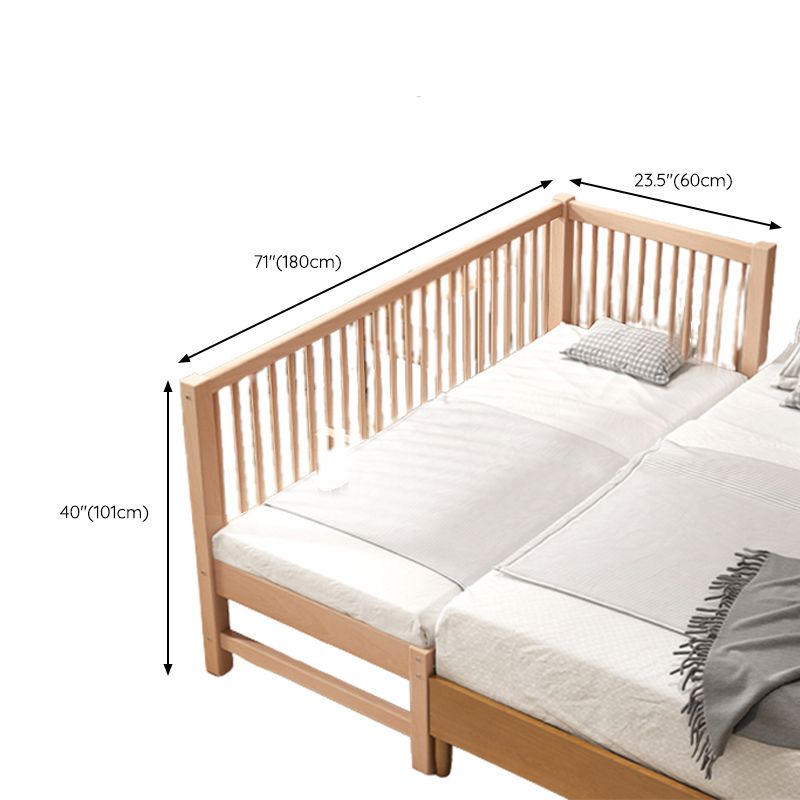 Solid Wood Baby Crib Traditional Beech Nursery Crib with Guardrails
