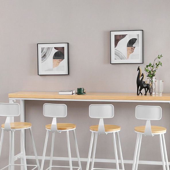 Contemporary Backless Counter Stool Pine Wood Armless Barstool with White Sled Base