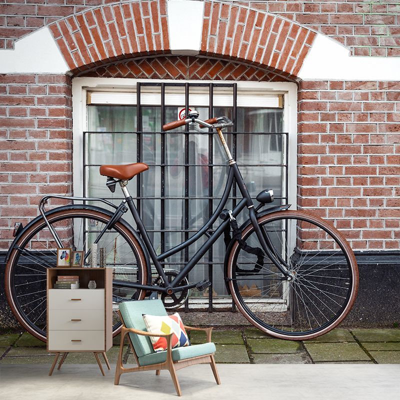 Bicycle Printed Mural Decal Industrial Decorative Wall Covering for Accent Wall