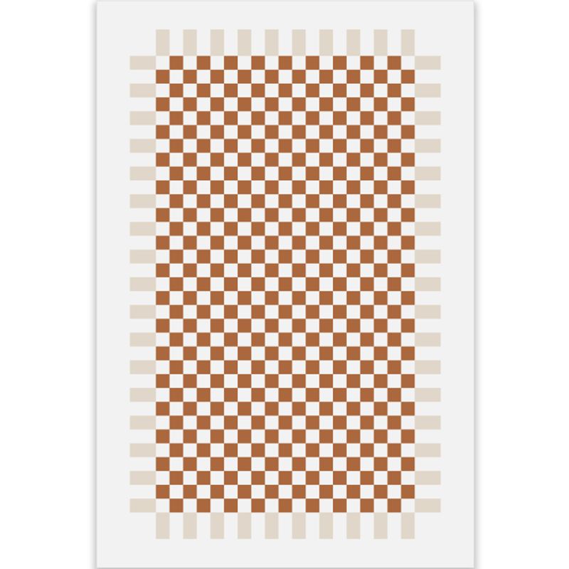 Minimalist Checkered Pattern Carpet Polyester Rug Non-Slip Backing Area Carpet for Living Room