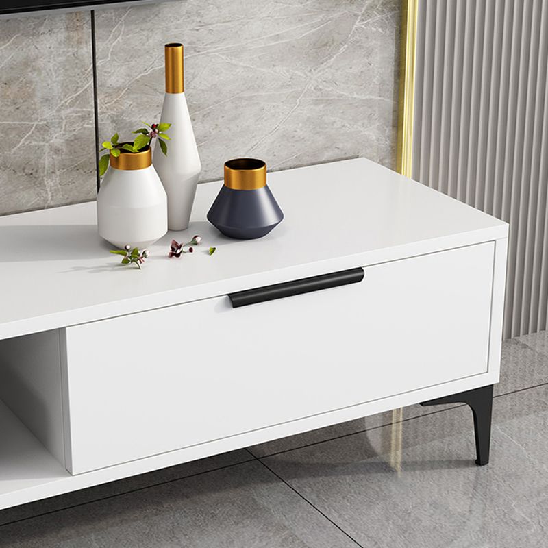 16 - Inch H Wood / Stone TV Console , Minimalist TV Cabinet - Grey / White