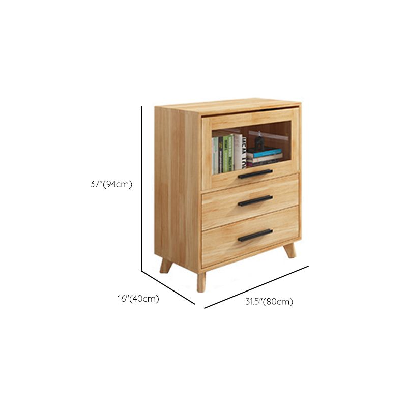 Rectangle Contemporary Natural Cabinet with Glass Doors and Drawers