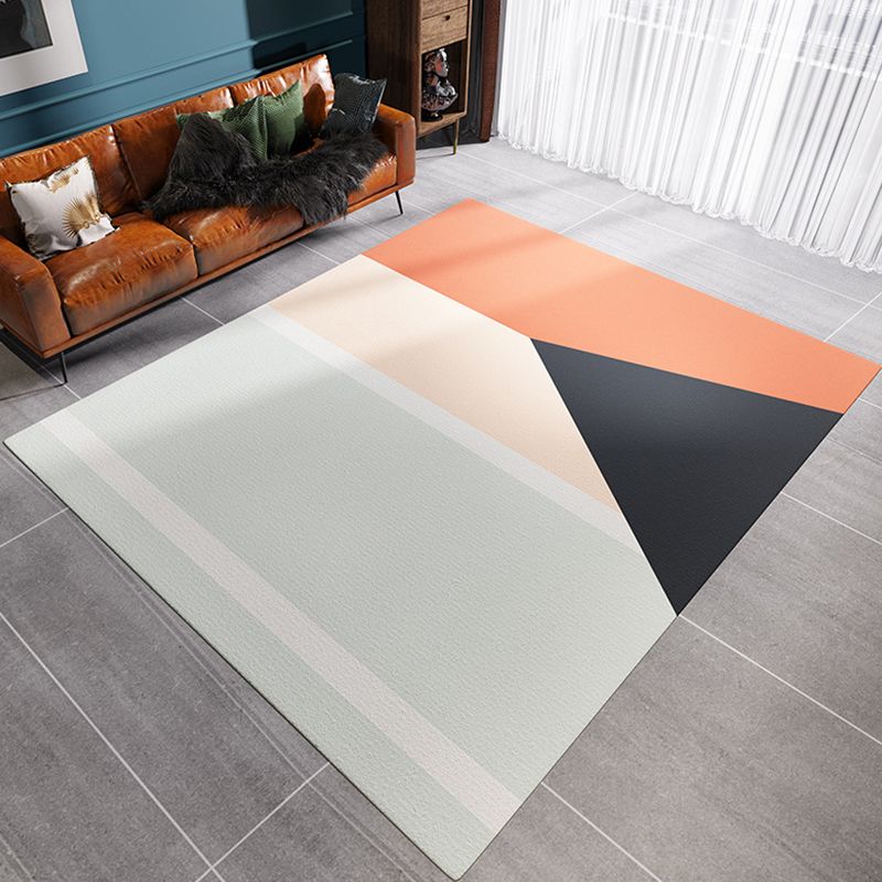 Multicolor Simplicity Rug Flannel Colorblock Rug Pet Friendly Washable Anti-Slip Backing Carpet for Living Room