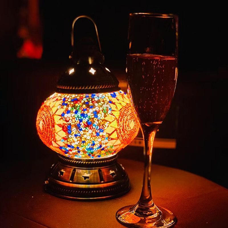Lampe de Table en verre de Style turc, lampe de bureau marocaine Vintage pour salon