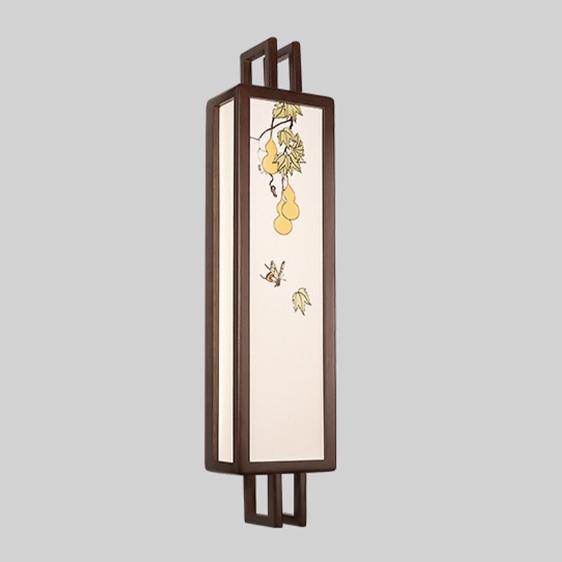 New Chinese Style Wooden Wall Light Cuboid LED Wall Lamp with Acrylic Shade for Bedroom