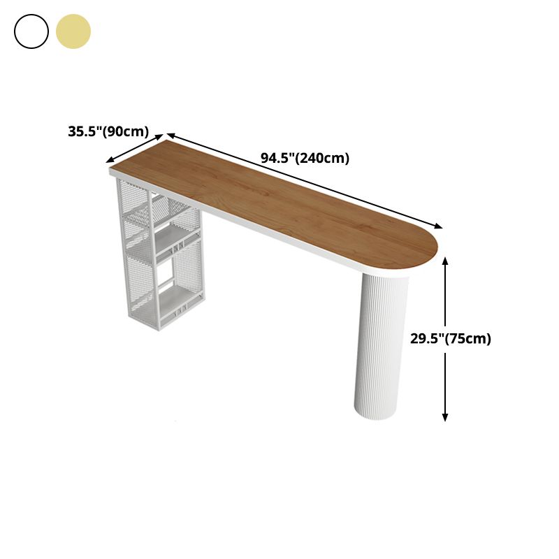 Metal Contemporary Freeform Dining Table Pine Wood Top Table