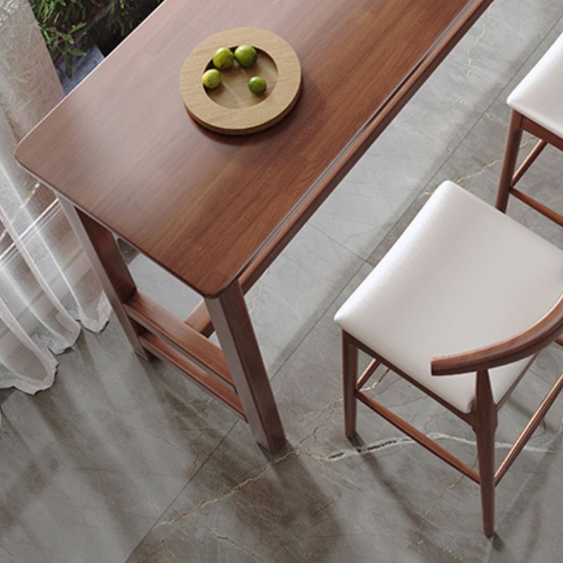 Contemporary Indoor Bar Dining Table Rectangle Trestle Wood Bar Table