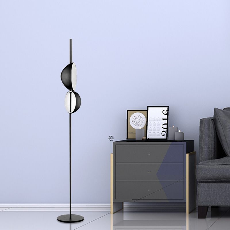 Luce di lettura a pavimento semi-ORB Nordic Light Living Metallic Lamp in piedi in nero/oro