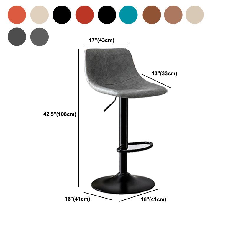 Modern Home Adjustable Height Barstool Matte Finish Leather Swivel Stool